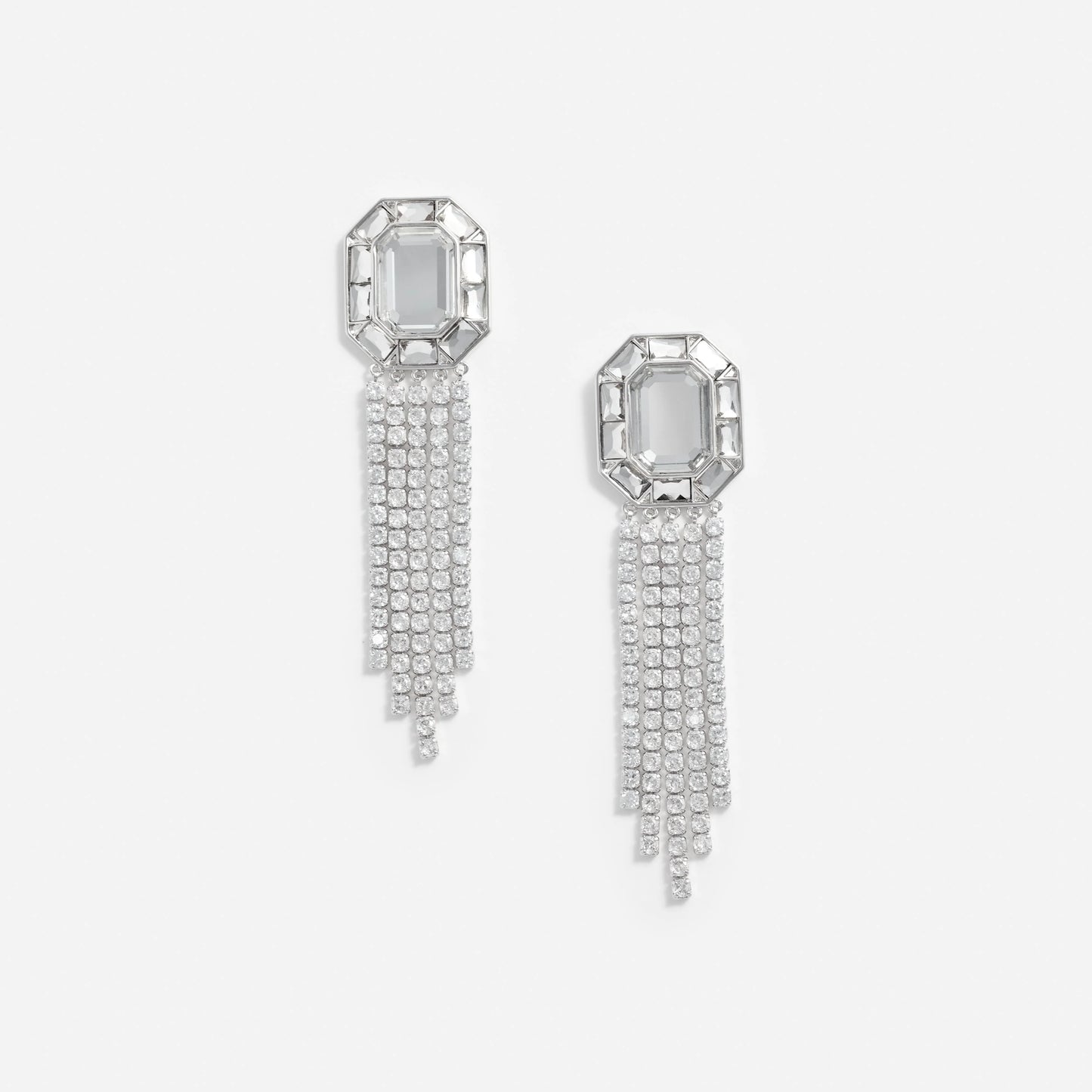 Silver Crystal Droplet Earrings