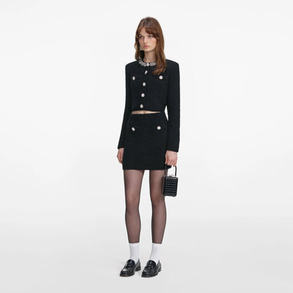 Black Knit Mini Skirt