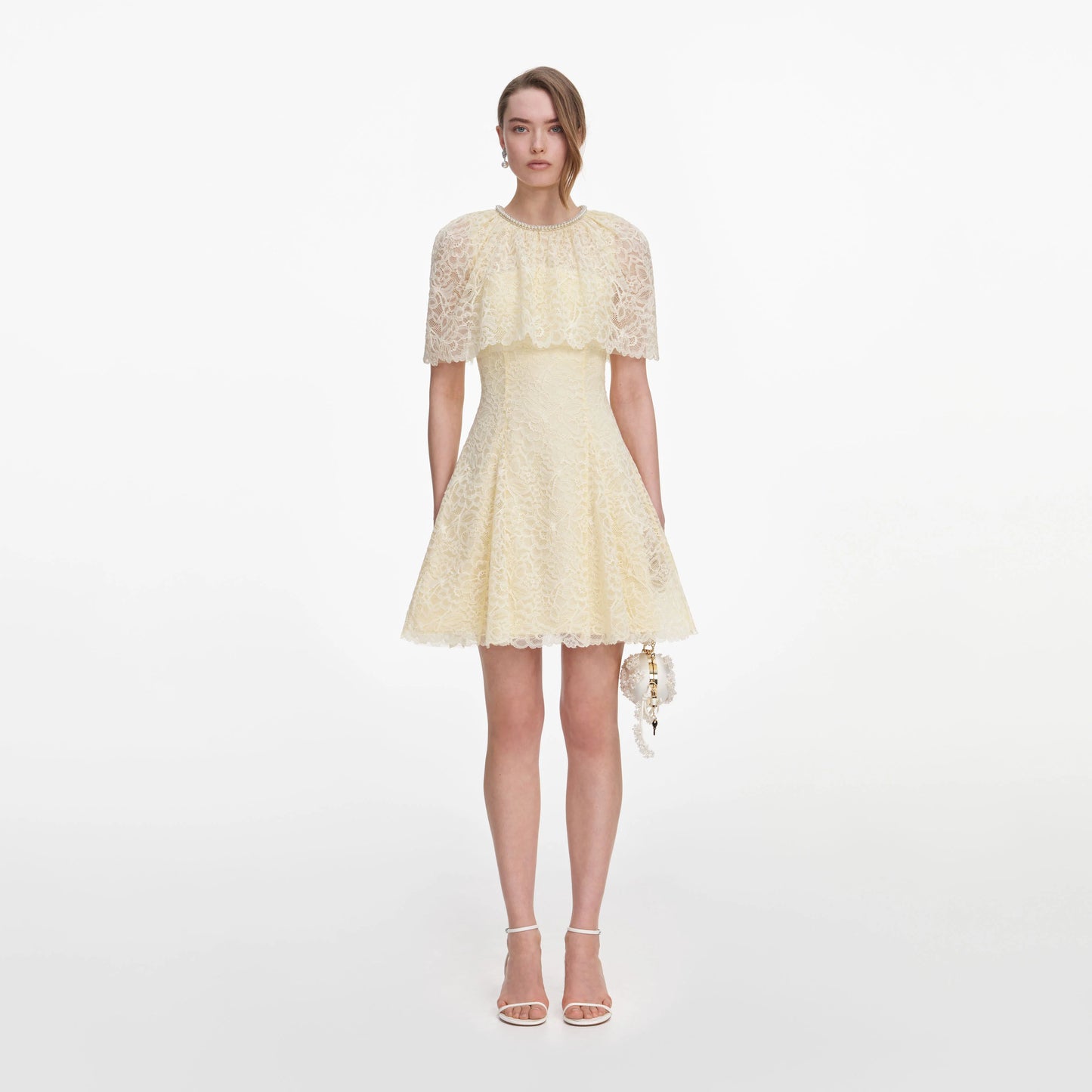 Yellow Lace Cape Mini Dress