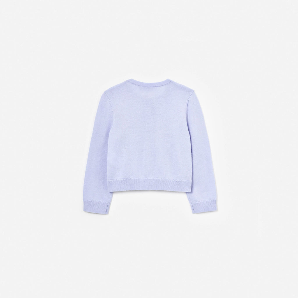 Lilac Sequin Flower Embroidered Knit Cardigan
