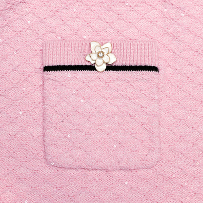 Pink Flower Knit Mini Skirt