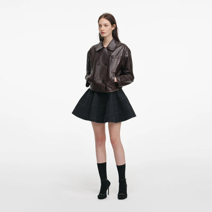Brown Cropped Leather Jacket