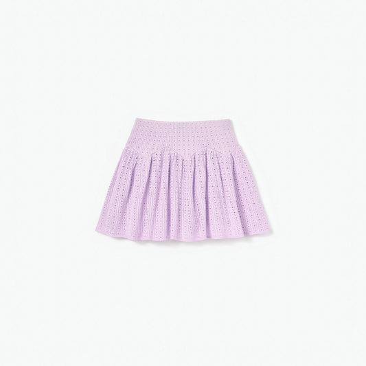 Pink Pointelle Ribbed Knit Skirt