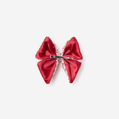 Burgundy Polka Dot Boucle Hair Bow