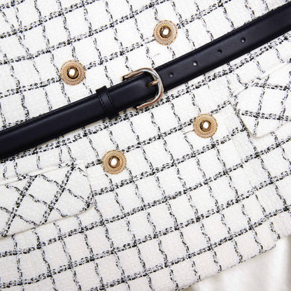 Check Boucle Midi Dress