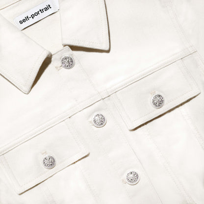 Cream Broderie Collared Denim Mini Dress