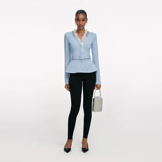 Blue Crystal Trim Cardigan