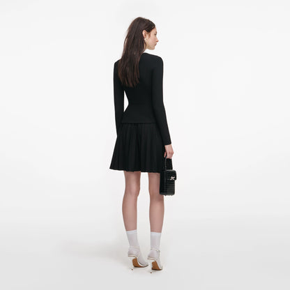 Black Tailored Knit Mini Dress