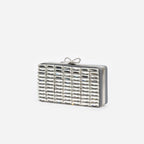 Grey Satin Crystal Clutch Bag