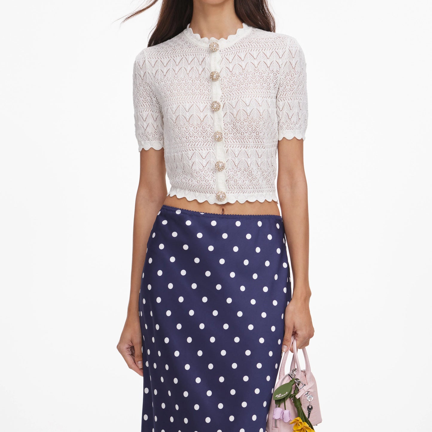 White Pointelle Knit Top