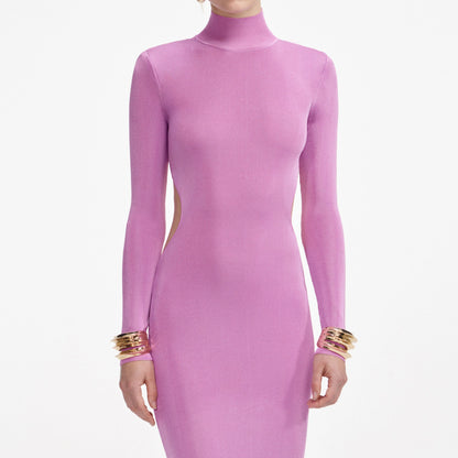 Pink Viscose Knit Maxi Dress