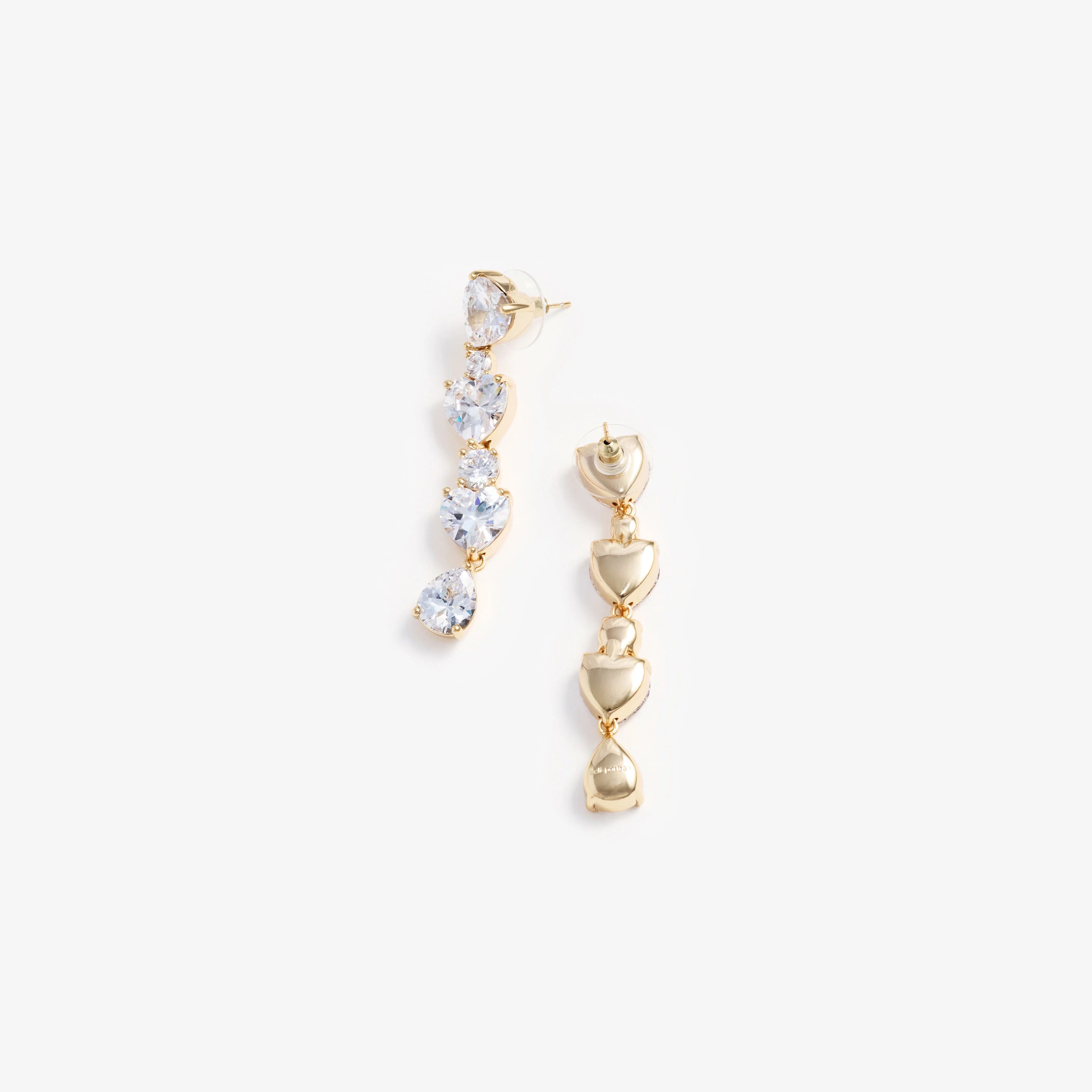 Gold Heart Crystal Tiered Earrings