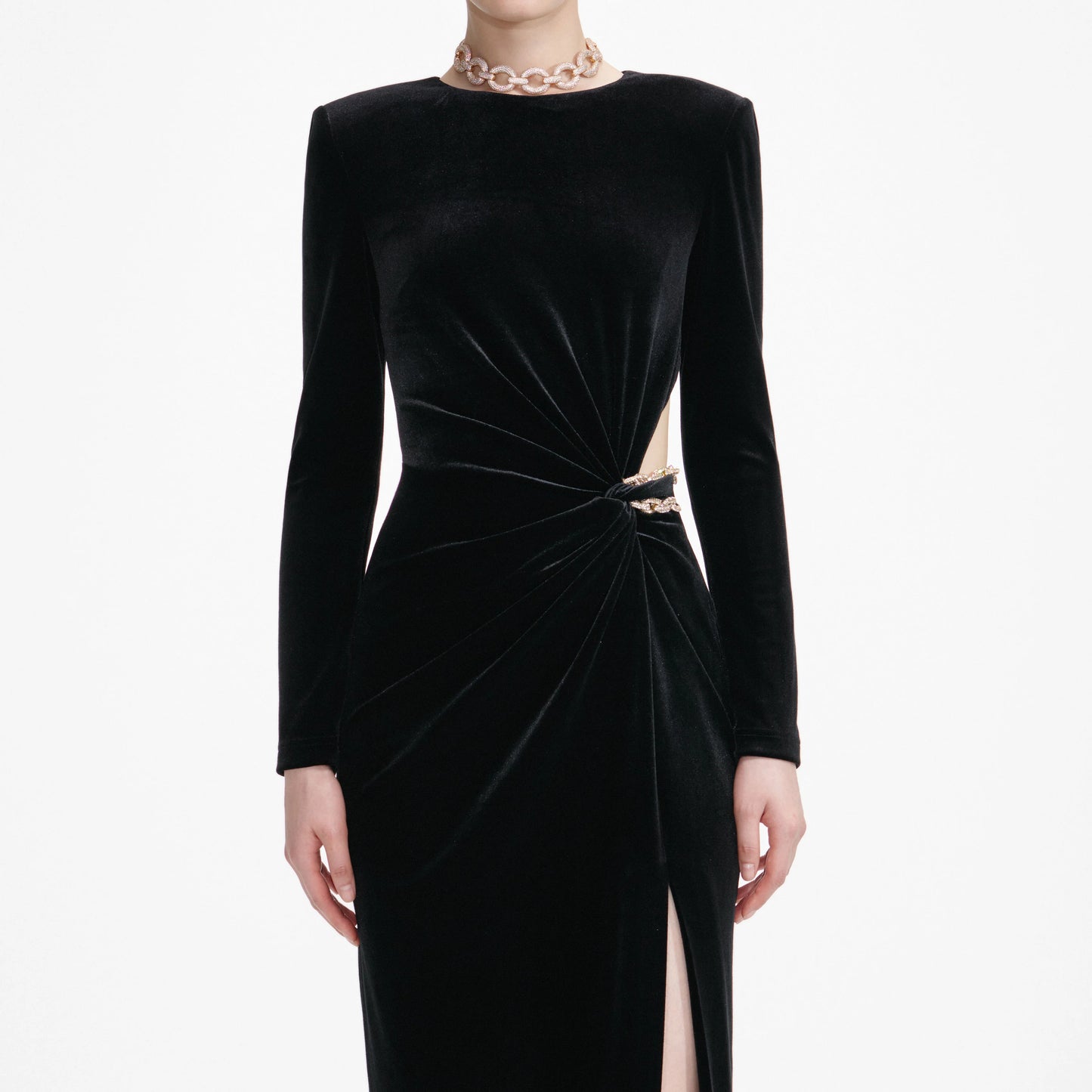 Black Velvet Embellished Maxi Dress