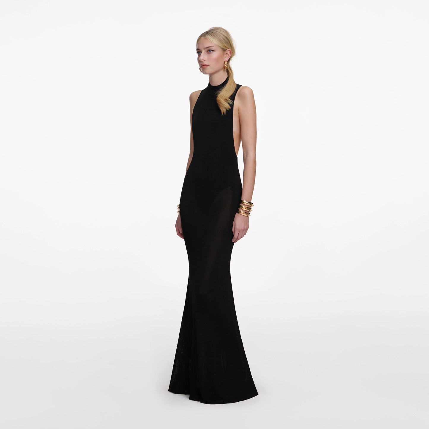 Black Racer Back Viscose Knit Maxi Dress