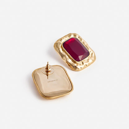 Mottled Gold Red Earrings