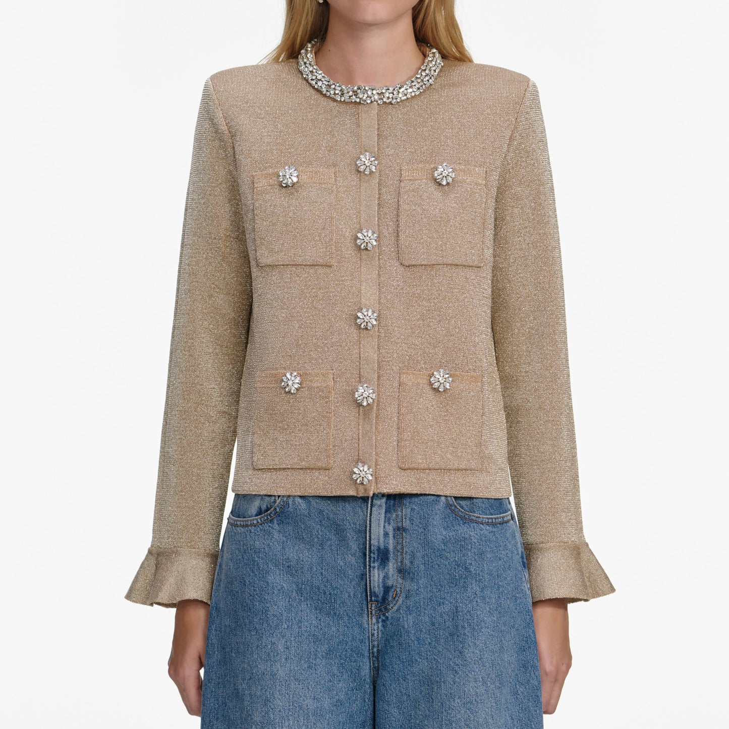 Gold Crystal Trim Cardigan
