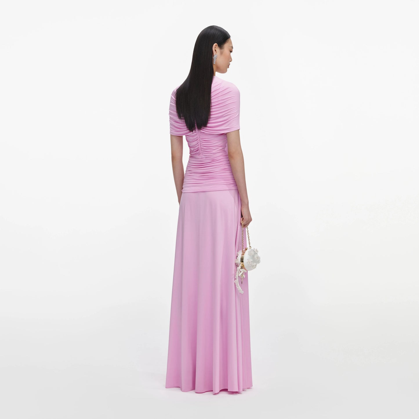 Pink Jersey Gathered Maxi Dress