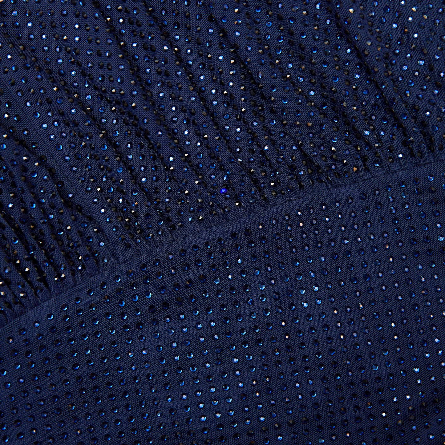 Navy Rhinestone Mesh Cut Out Maxi Dress