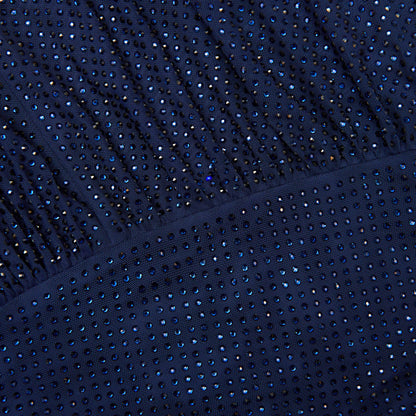 Navy Rhinestone Mesh Cut Out Maxi Dress