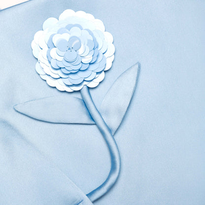Blue Satin 3D Sequin Flower Top