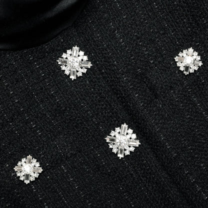 Black Boucle Collared Mini Dress
