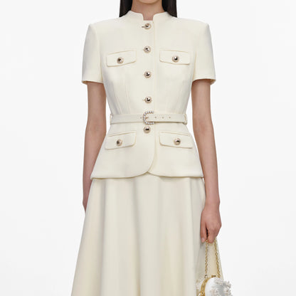 Yellow Crepe Tailored Midi Dress