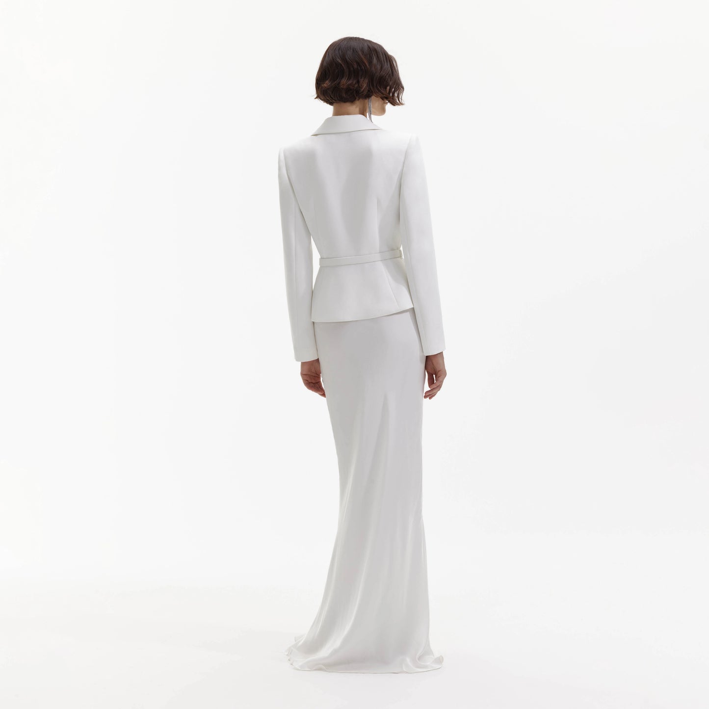 White Crepe Tailored Maxi Dress