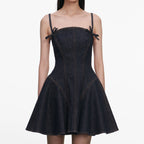 Indigo Denim Bow Mini Dress