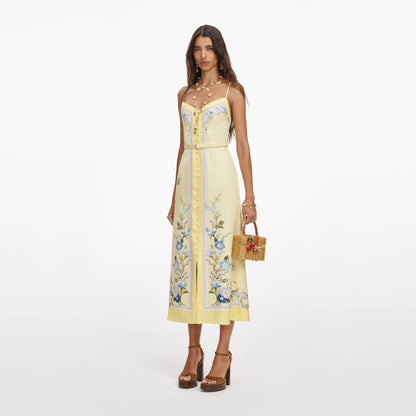 Yellow Floral Midi Dress
