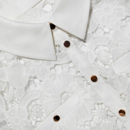 White Lace Collared Maxi Dress