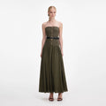 Khaki Bandeau Knit Midi Dress