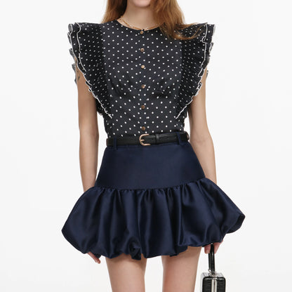Navy Taffeta Skirt
