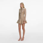 Gold Crystal Trim Knit Mini Dress