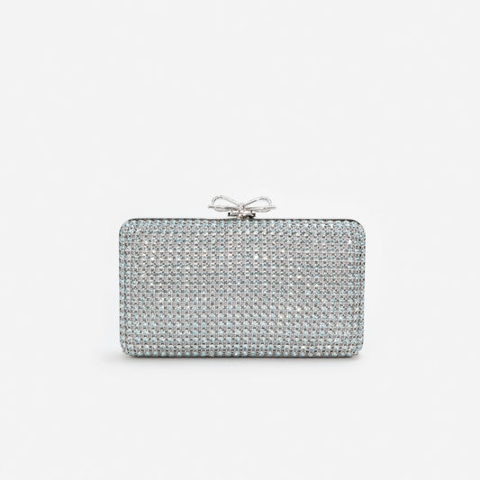 Blue Crystal Chainmail Clutch Bag