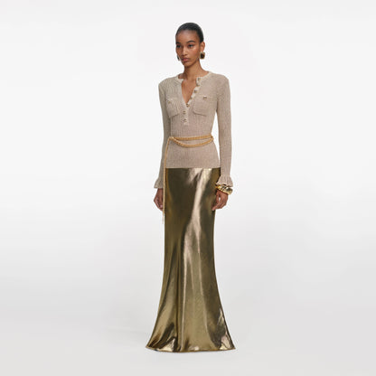 Gold Lurex Ribbed Knit Top
