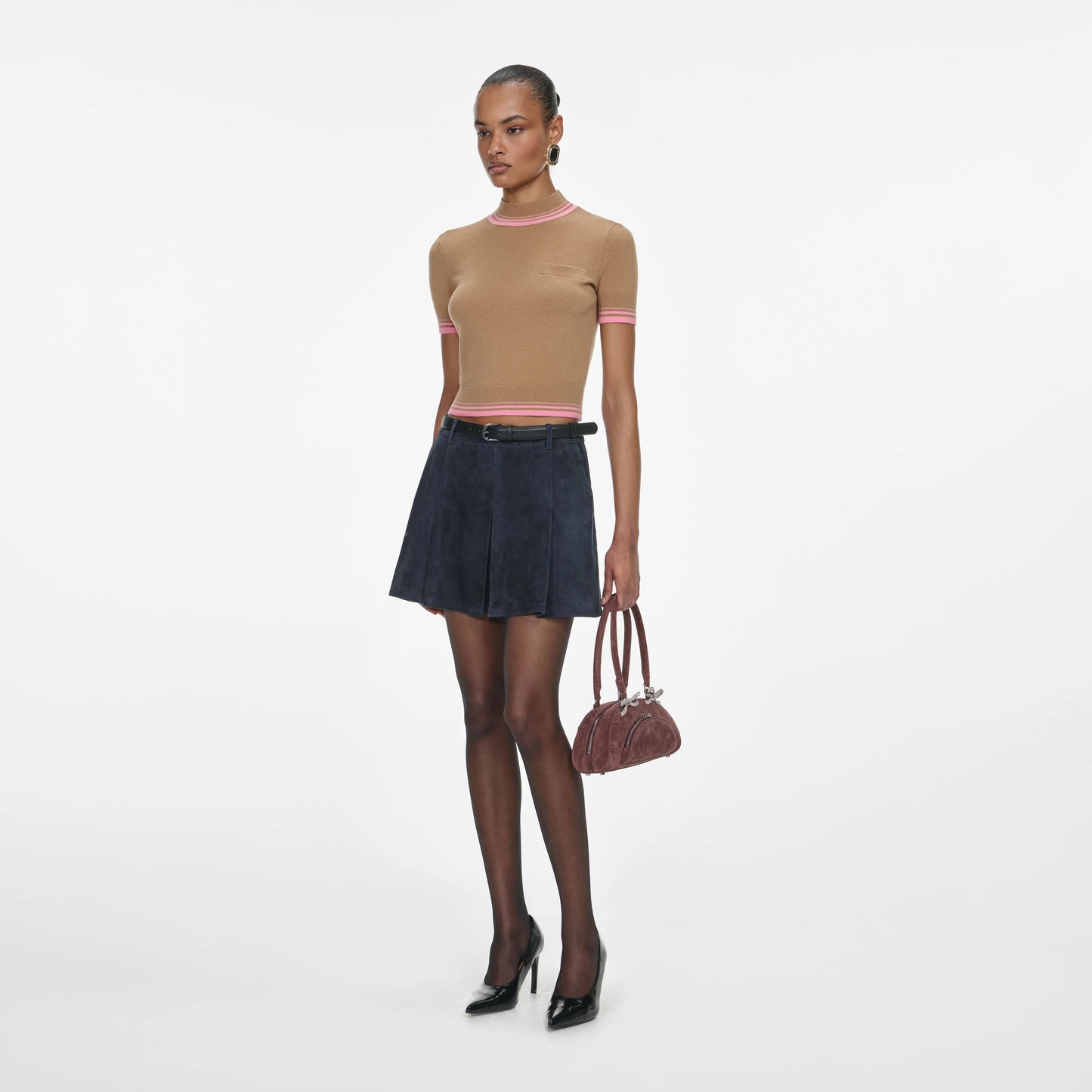 Navy Suede Mini Skirt