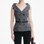Grey Wool Tailored Top