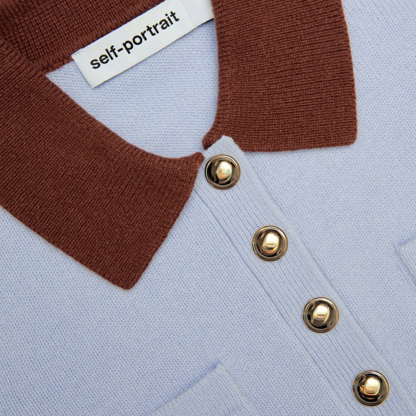 Blue Contrast Collar Knit Top