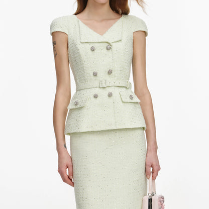 Lime Boucle Midi Dress